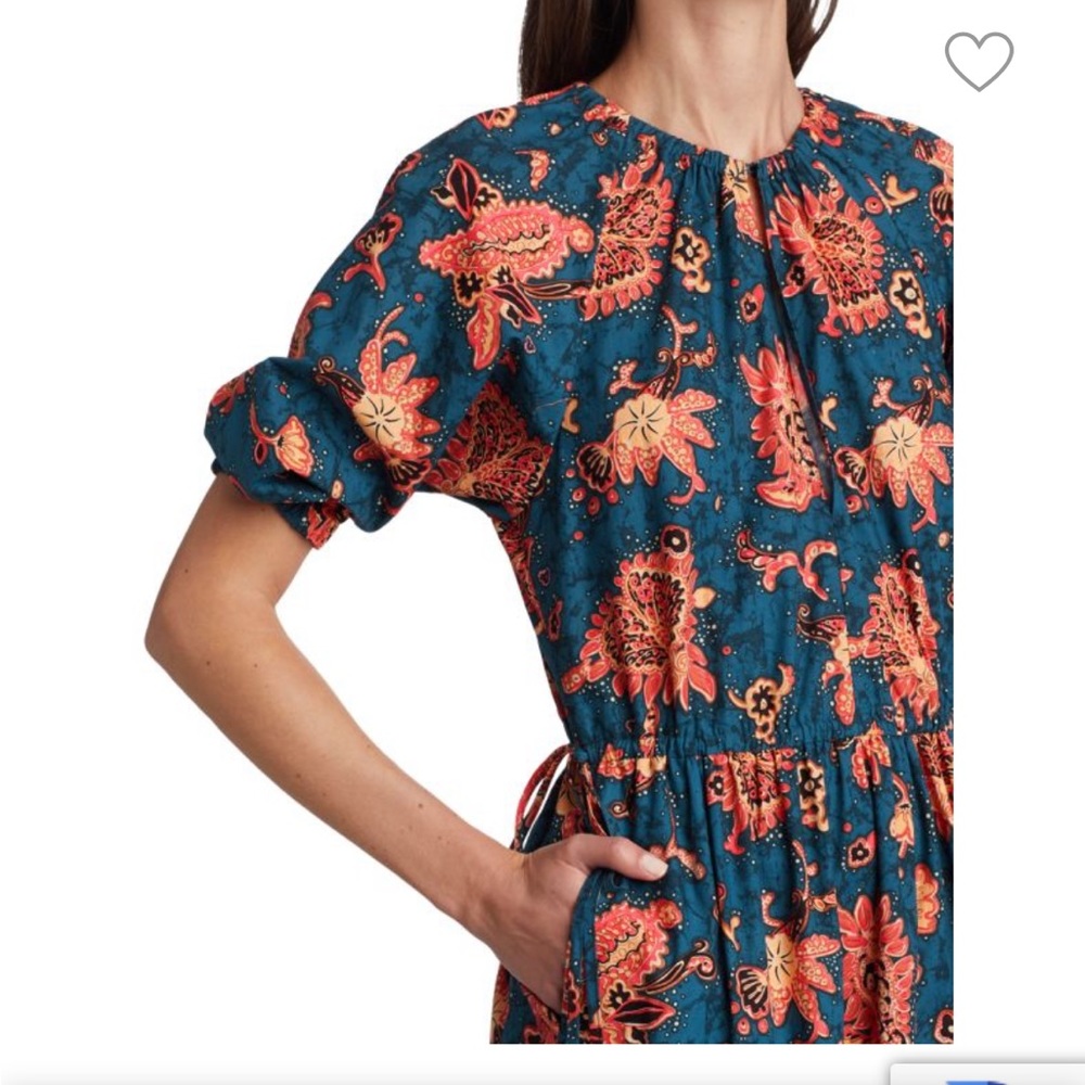 A.L.C. Floral Midi Dress in Blue and Orange - Picture 4 of 8